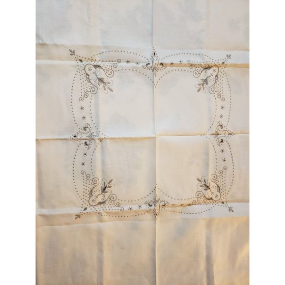 Madeira Embroidered Cut Work Tablecloth 39" x 39" Cream Vintage Linen Unused - Picture 8 of 9